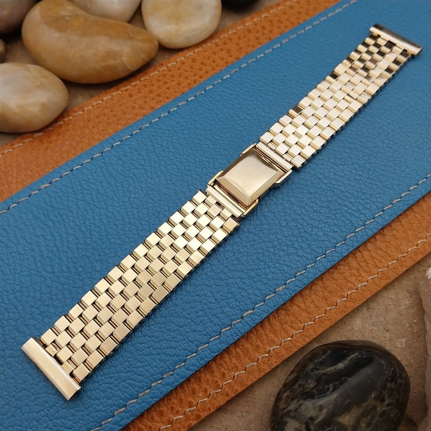 Vintage 19mm 18mm 17mm Gold-Fill JB Champion Brick-Link Classic 1950s Watch Band