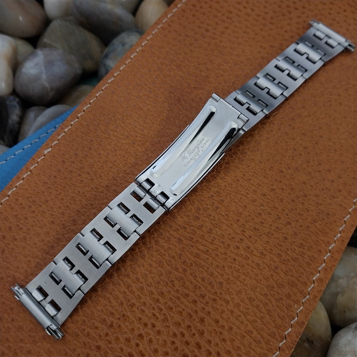 19mm 20mm 18mm Solid Stainless Steel & Black JB Champion 1960s Unused Watch Band