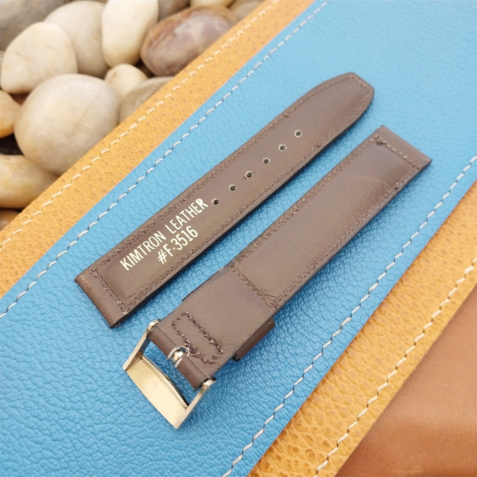 1970s Vintage 11/16" Kimtron Brown Leather Classic nos Unused Watch Band
