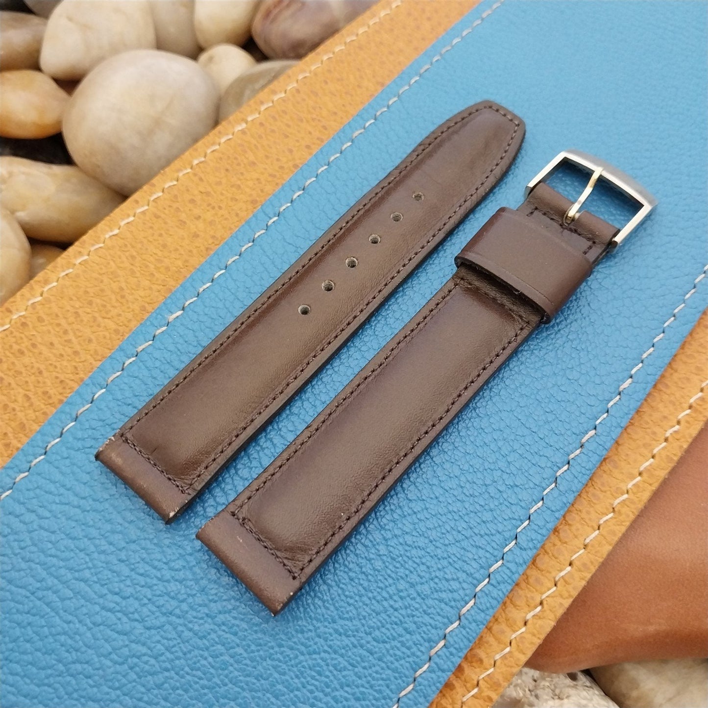 1970s Vintage 11/16" Kimtron Brown Leather Classic nos Unused Watch Band