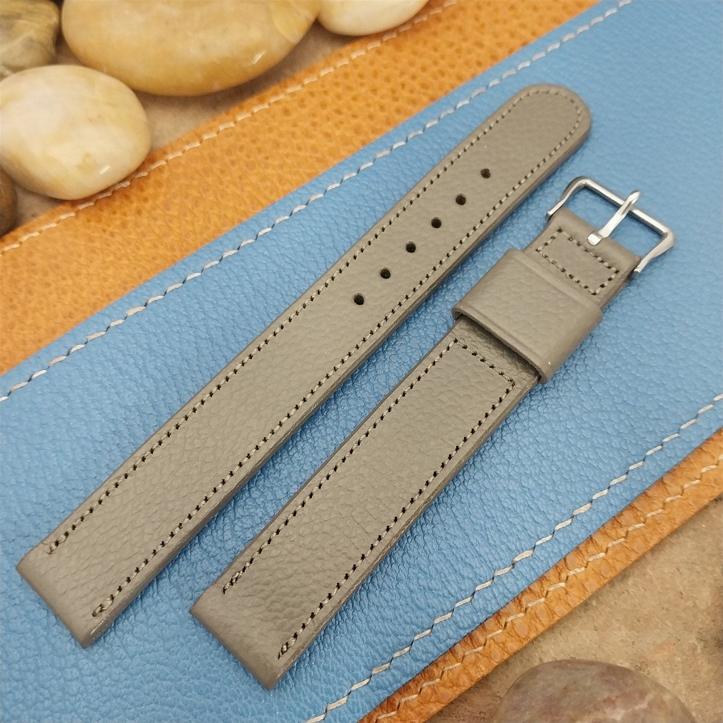 Long 5/8" Gray Scotch Grain & Elgin Buckle JB Champion Unused Vintage Watch Band