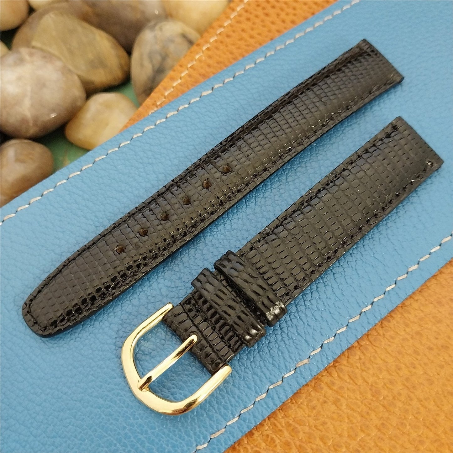 16mm Hadley Roma USA-Made Black Lizard Unused Watch Band