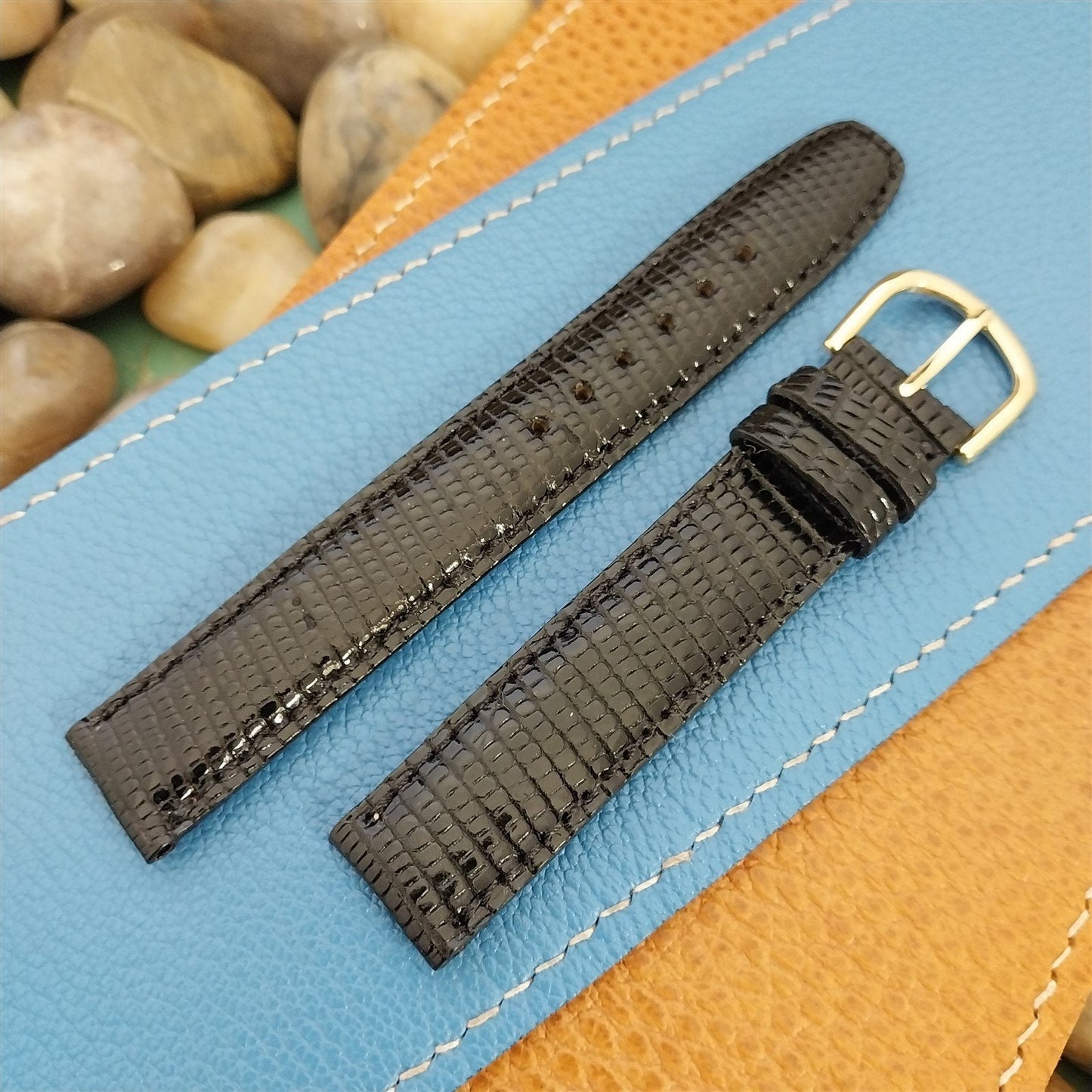 16mm Hadley Roma USA-Made Black Lizard Unused Watch Band