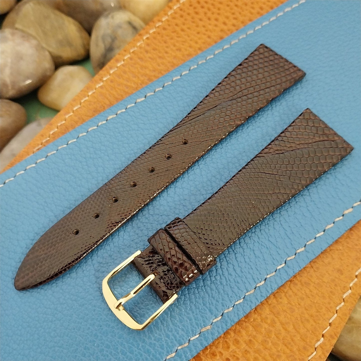 19mm Hadley Roma Tapered Brown Lizard Unused Vintage Watch Band