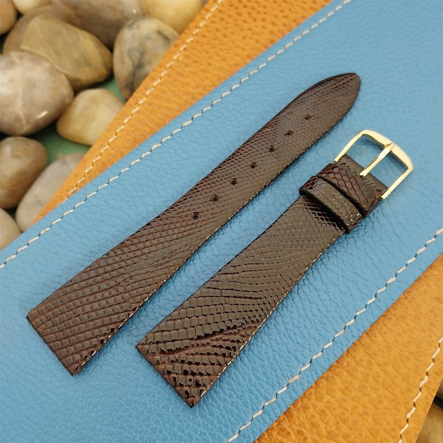 19mm Hadley Roma Tapered Brown Lizard Unused Vintage Watch Band