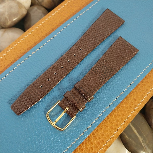 19mm Hadley Roma Brown Lizard-Grain Leather nos Unused Vintage Watch Band