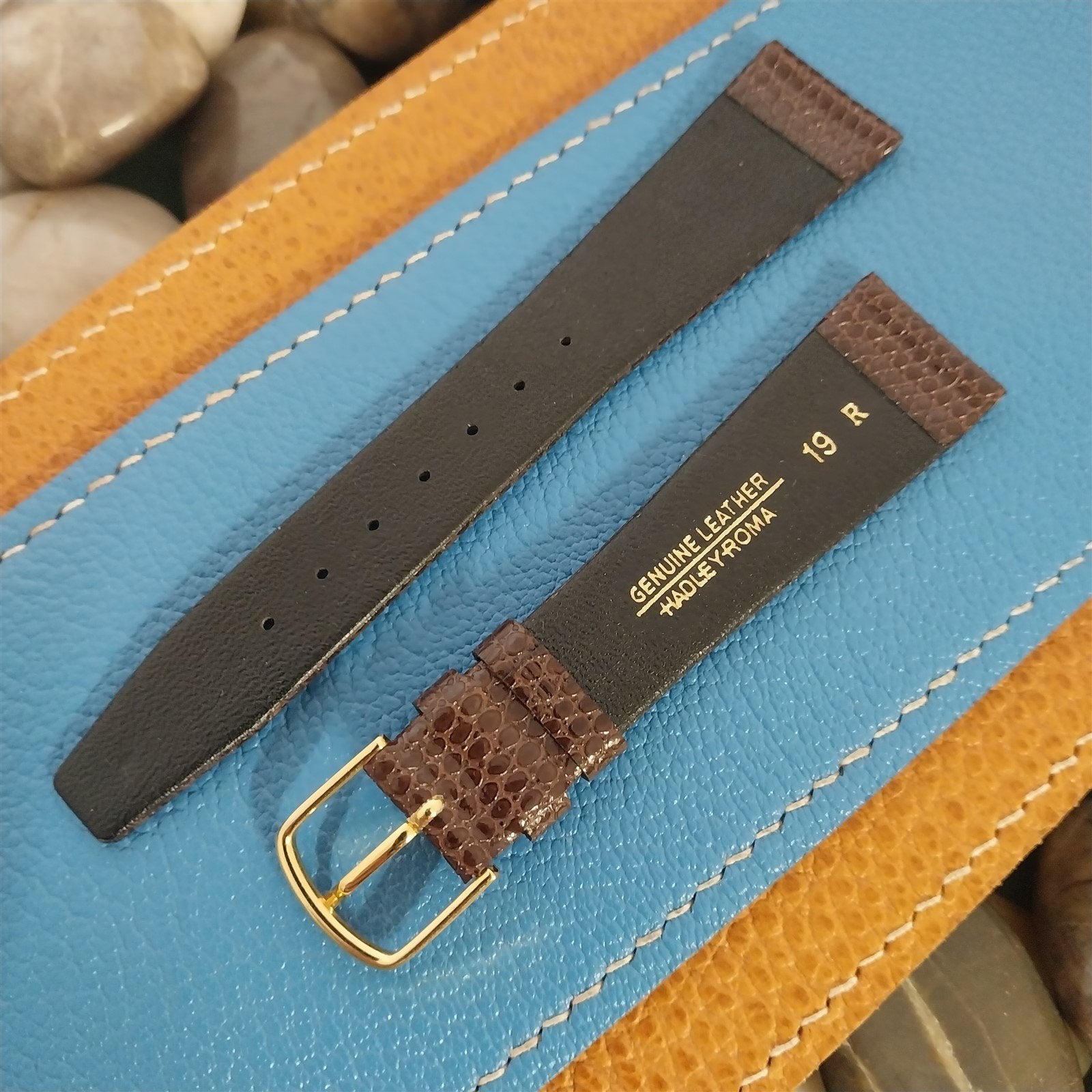 19mm Hadley Roma Brown Lizard-Grain Leather nos Unused Vintage Watch Band