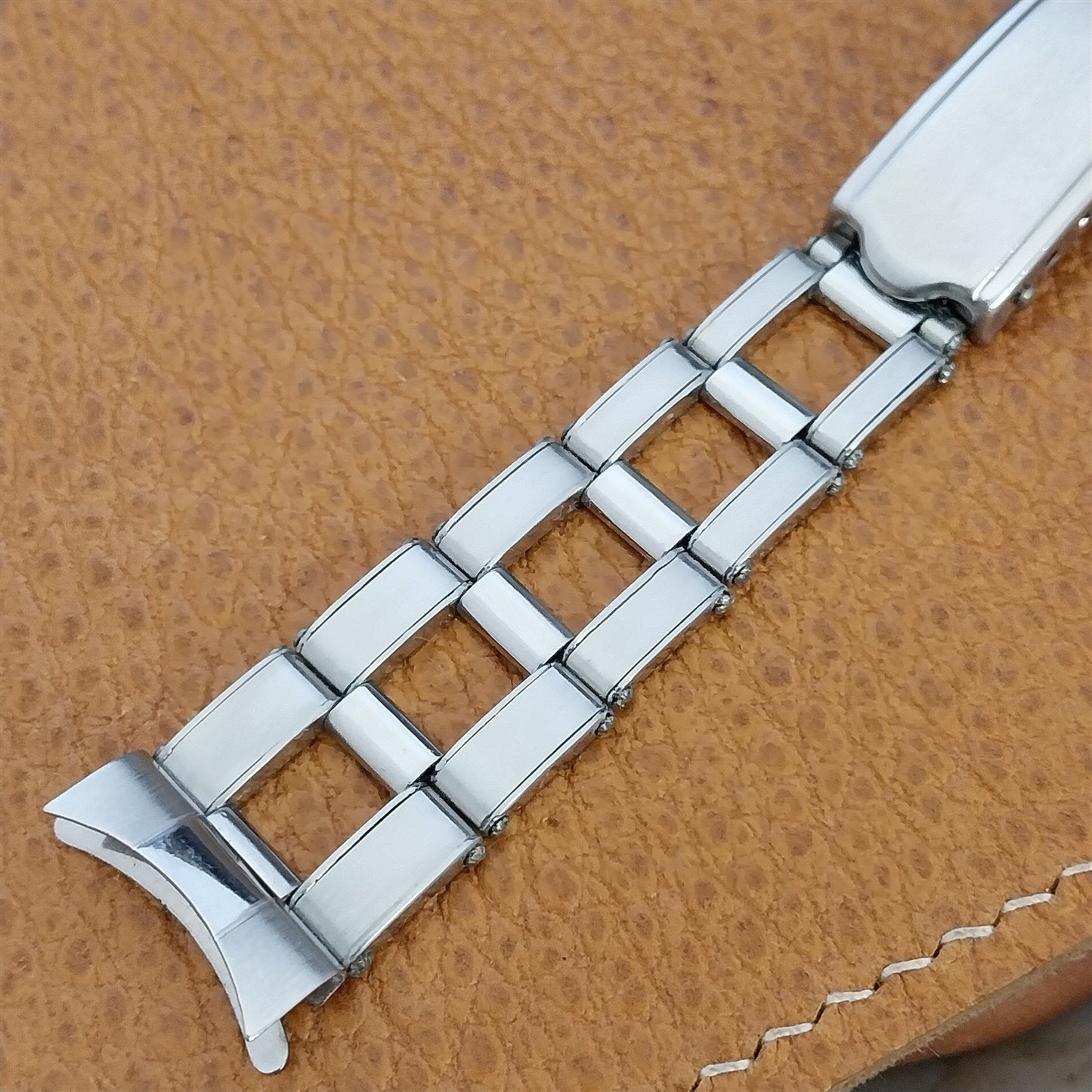 Vintage 17.2mm Stainless Steel Rivet Ladder Link Classic Unused 1960s Watch Band