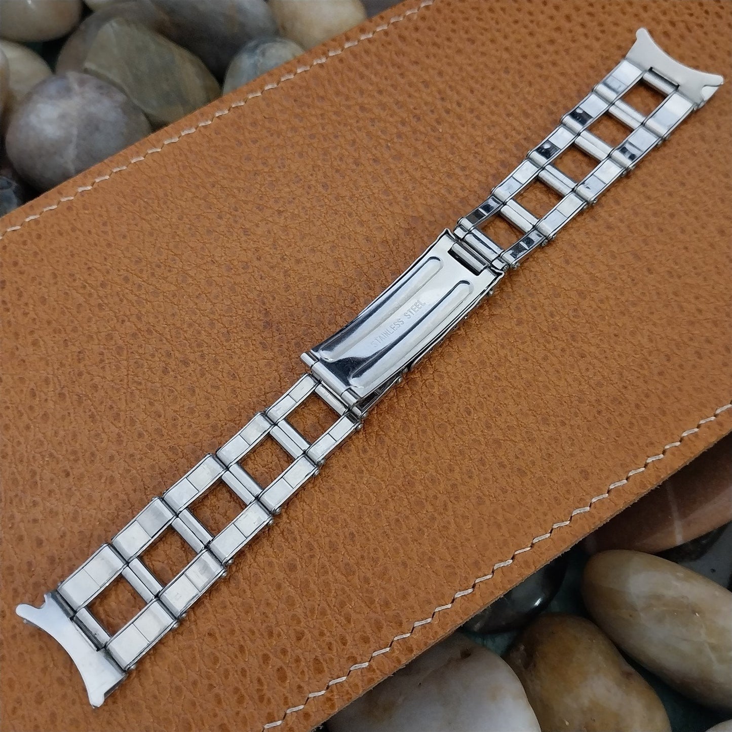Vintage 17.2mm Stainless Steel Rivet Ladder Link Classic Unused 1960s Watch Band