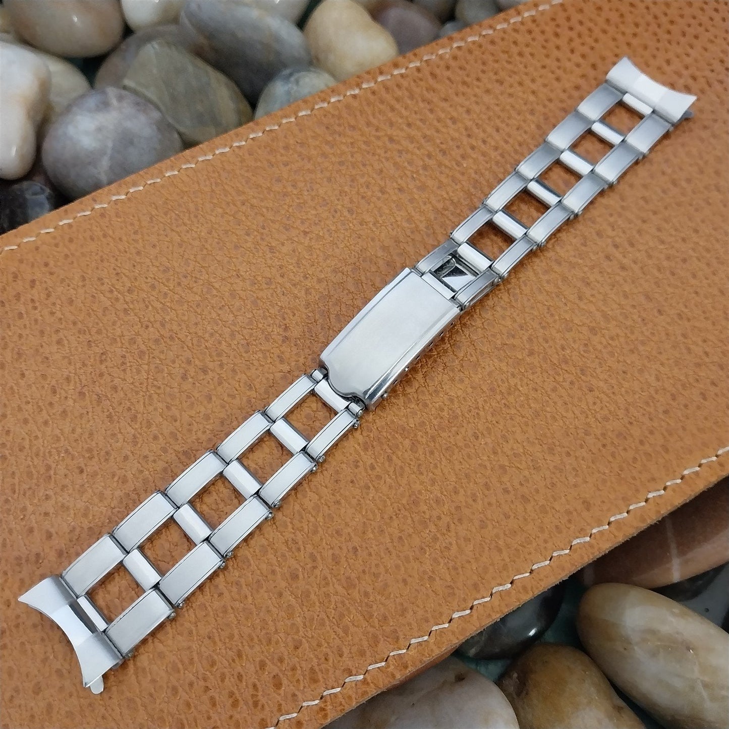 Vintage 17.2mm Stainless Steel Rivet Ladder Link Classic Unused 1960s Watch Band