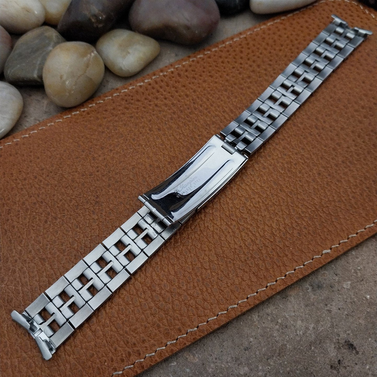 Long Stainless Steel Solid Link JB Champion 17.2mm nos Unused 1960s Watch Band