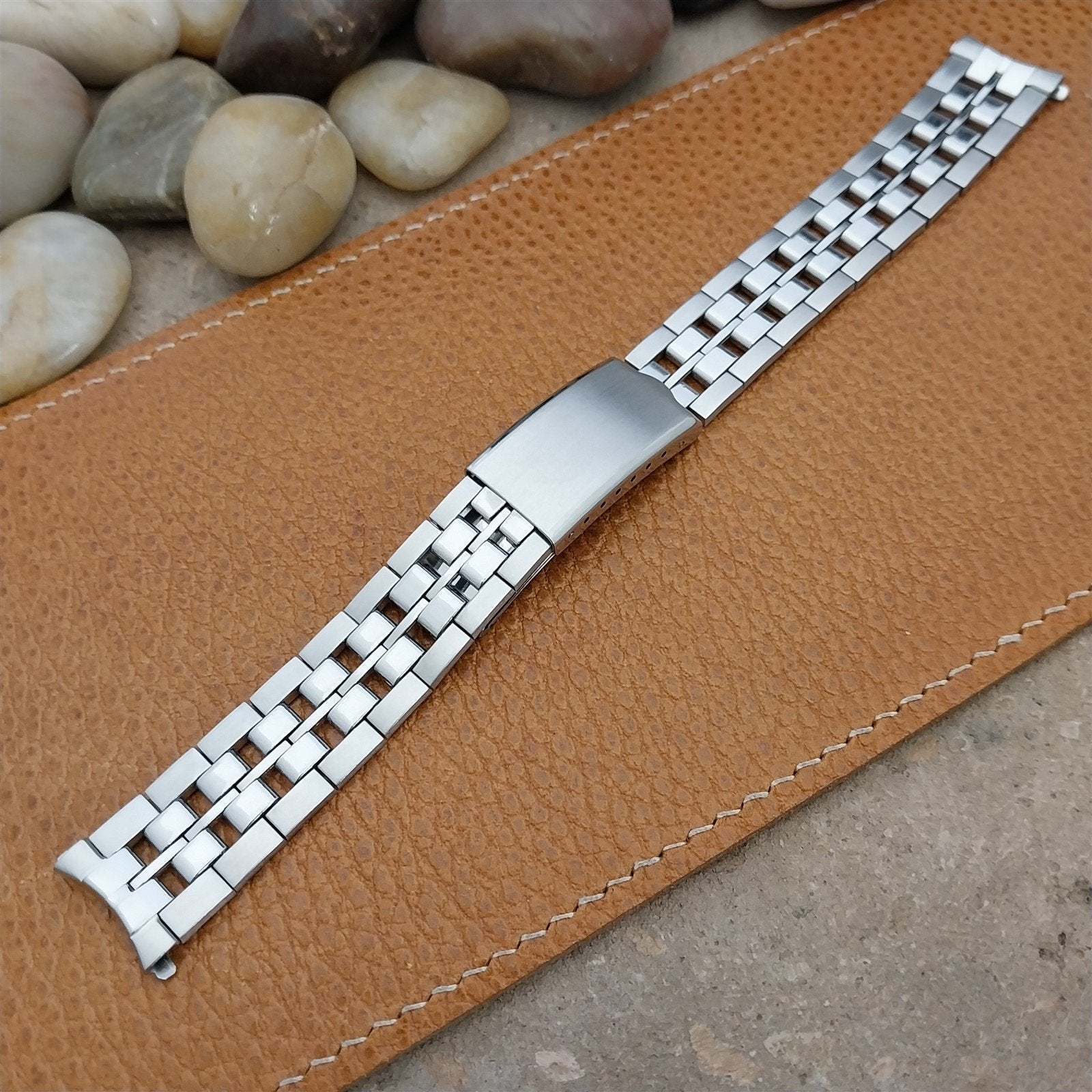 Long Stainless Steel Solid Link JB Champion 17.2mm nos Unused 1960s Watch Band