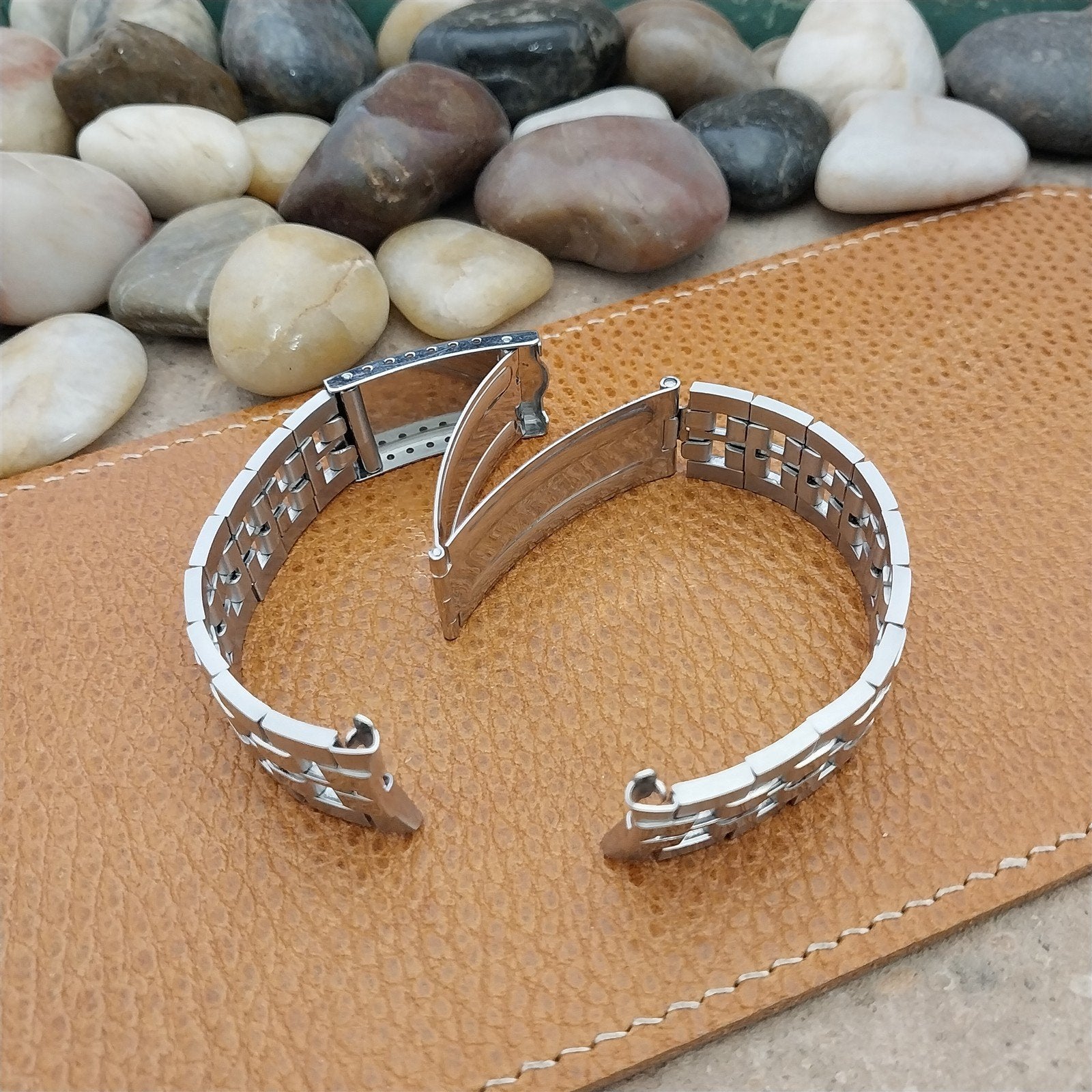 Long Stainless Steel Solid Link JB Champion 17.2mm nos Unused 1960s Watch Band