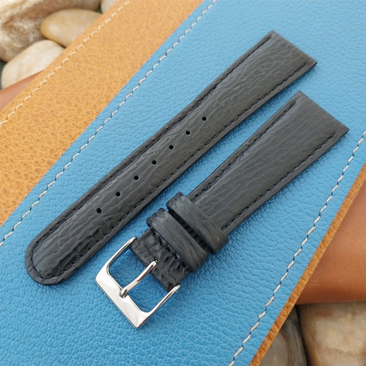 20mm Hadley Roma Black Leather Imitation Shark Classic 20/16 Tapered Watch Band