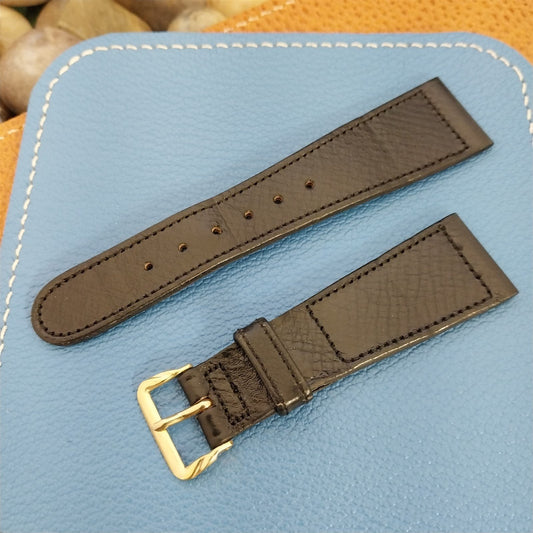 22mm Black Deluxe Calf Single Keeper Leather 1960s nos Unused Vintage Watch Band