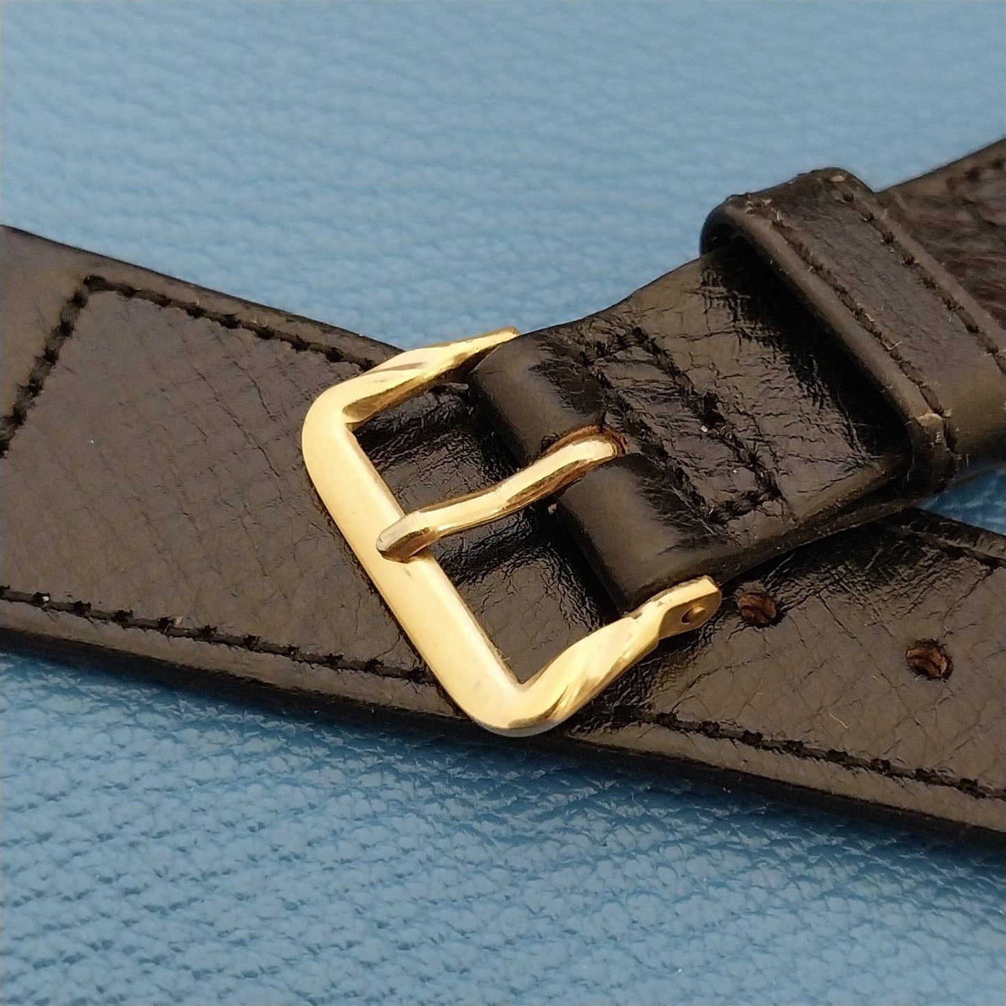 22mm Black Deluxe Calf Single Keeper Leather 1960s nos Unused Vintage Watch Band
