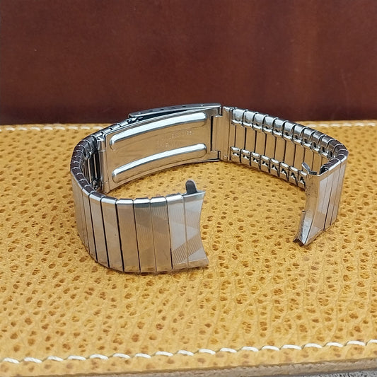 17.2mm Vintage Bulova Stainless Steel Drema Unused 1970s Logo Clasp Watch Band