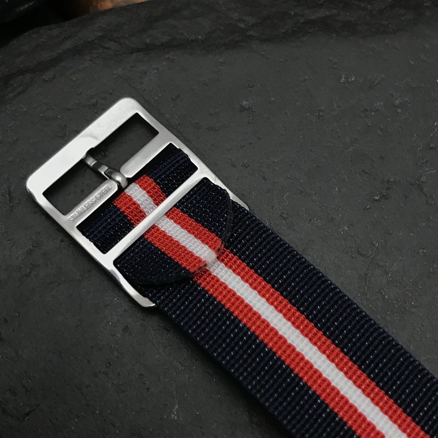 Vintage 18mm 1960s Striped Perlon Regimental Slip-Through Unused nos Watch Band