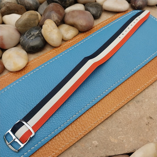 Vintage 18mm 1960s Red White & Blue Nylon Classic Single Pass Unused Watch Band