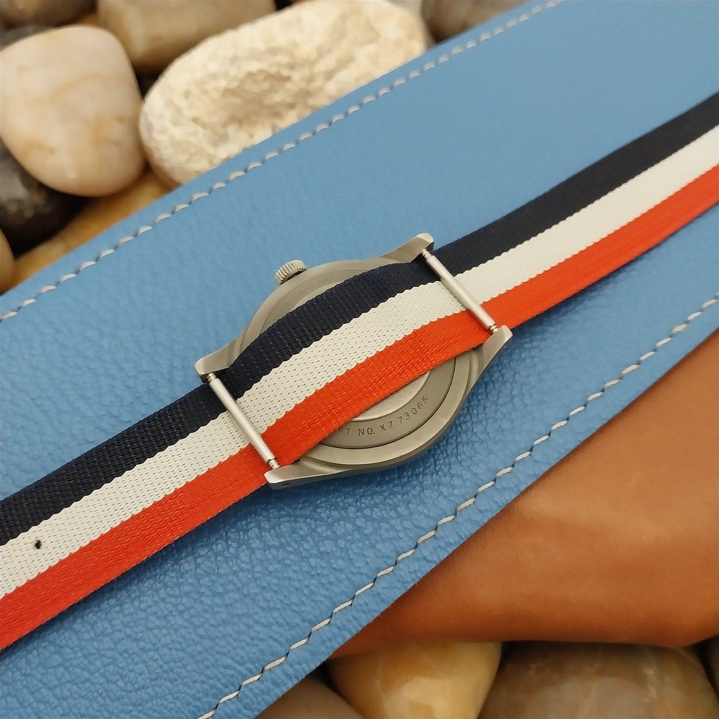 Vintage 18mm 1960s Red White & Blue Nylon Classic Unused nos Field Watch Band