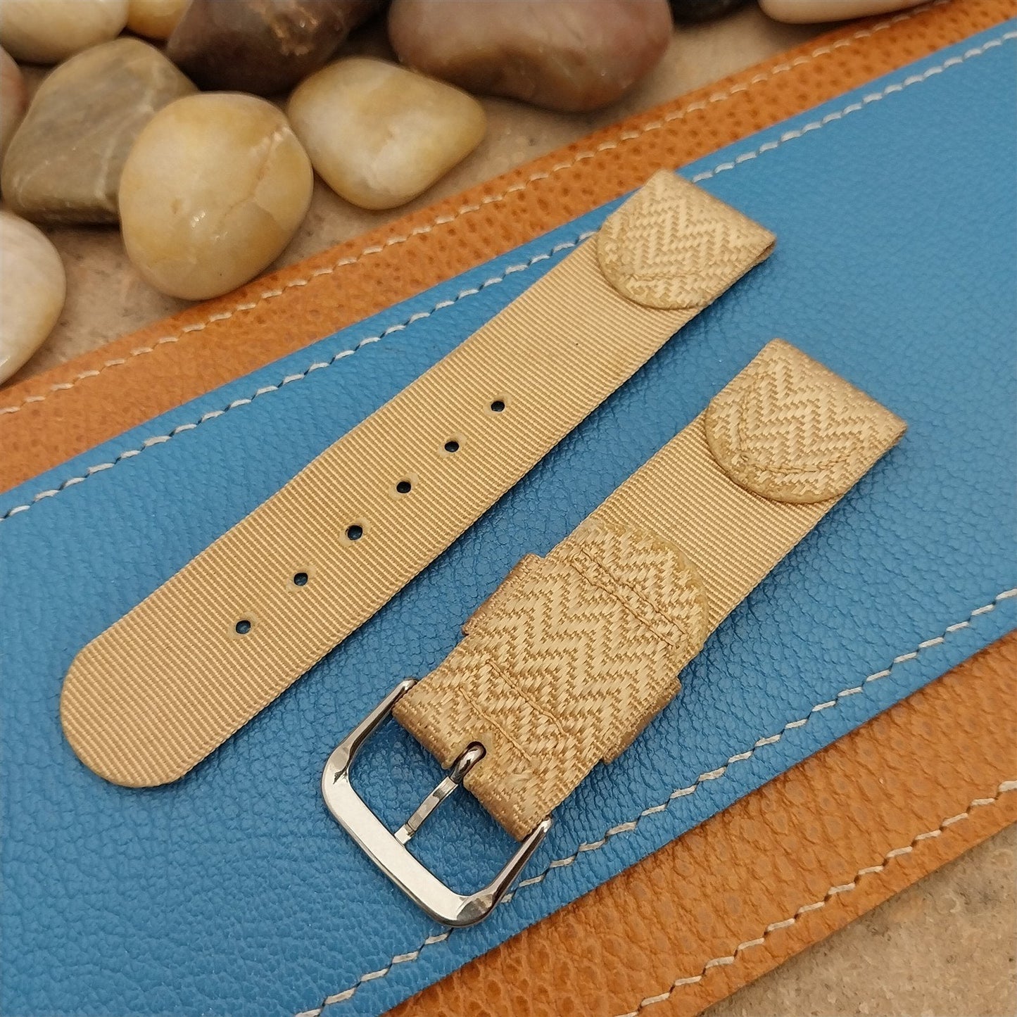 19mm Short 1940s Rayon Polyester 2-piece Tropical Unused nos Vintage Watch Band