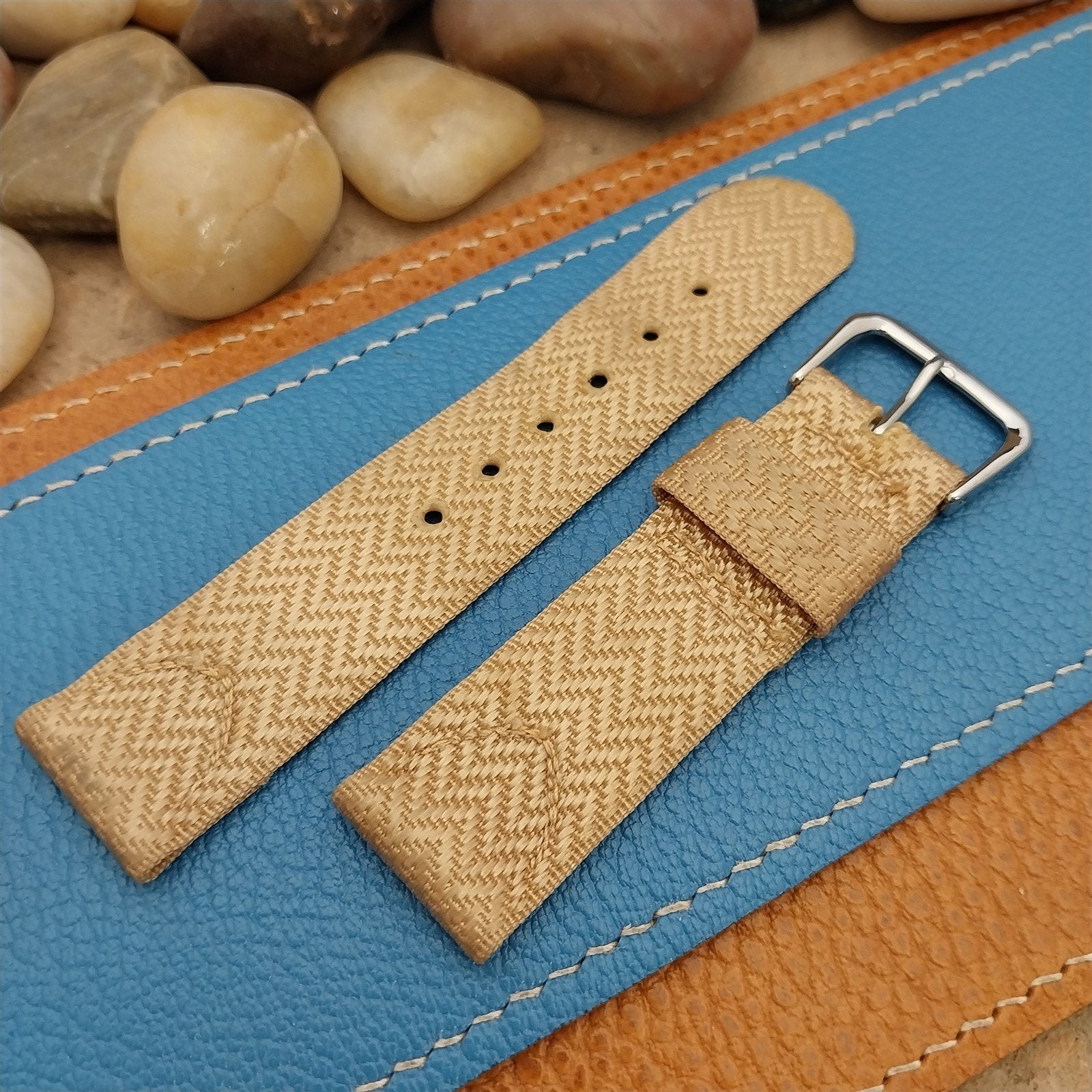 19mm Short 1940s Rayon Polyester 2-piece Tropical Unused nos Vintage Watch Band