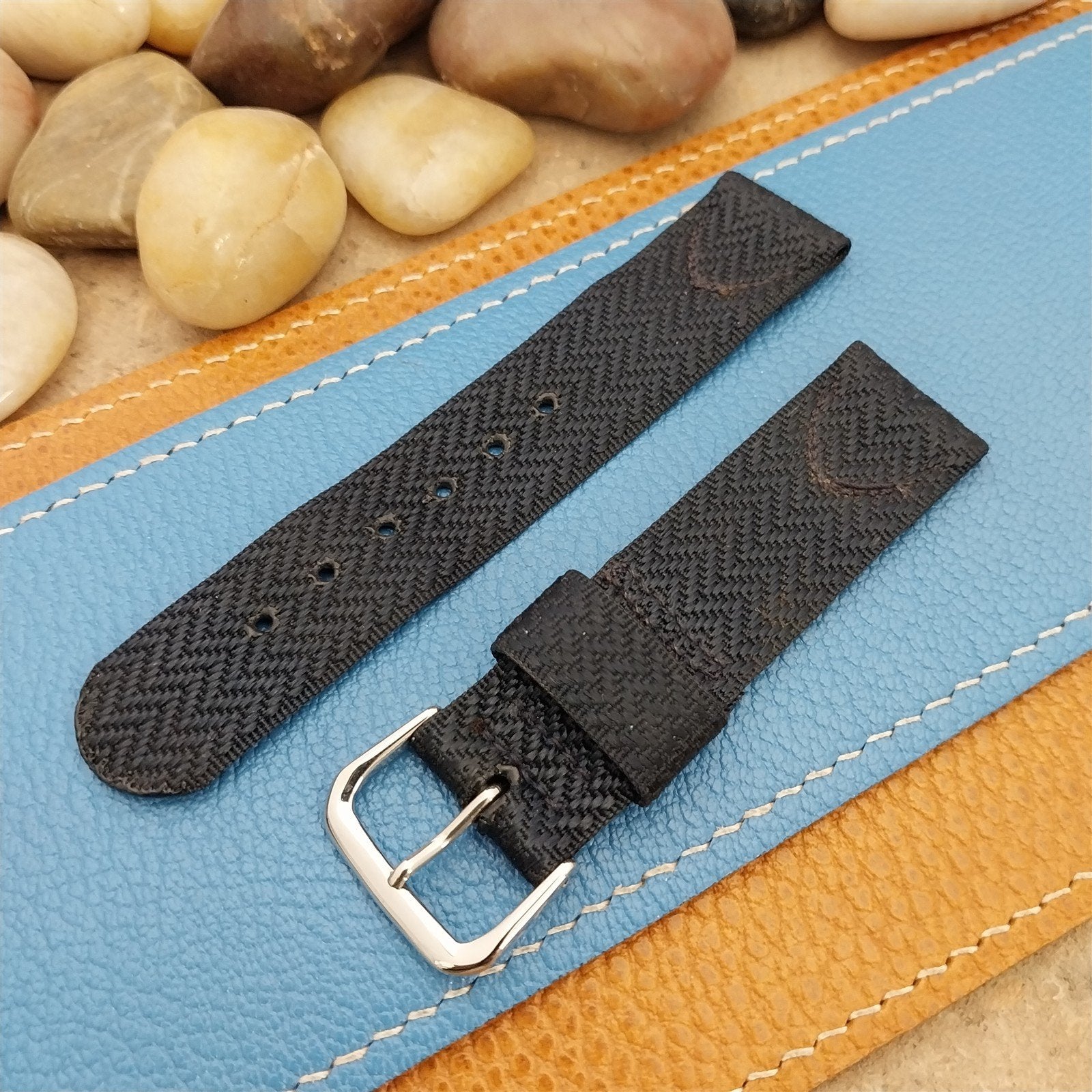 19mm Short 1940s Rayon Polyester 2-piece Tropical Unused nos Vintage Watch Band