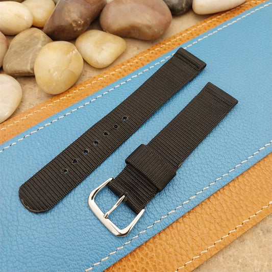 18mm 1940s Rayon Polyester 2-piece Black Tropical Unused Vintage Watch Band