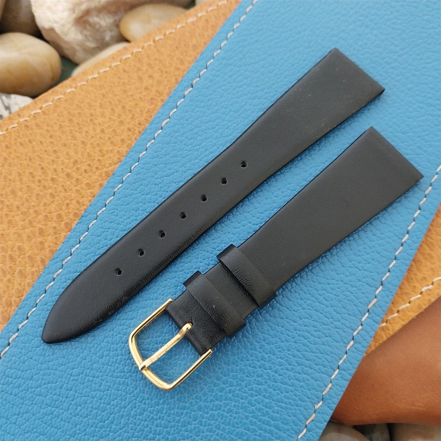 19mm Hadley Roma Black Tapered Calfskin Leather nos Unused Watch Band