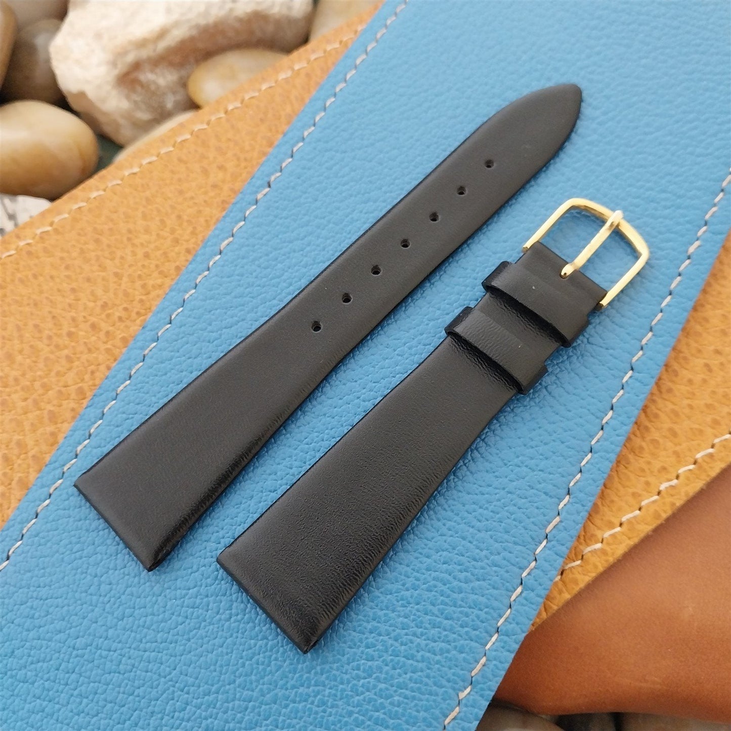 19mm Hadley Roma Black Tapered Calfskin Leather nos Unused Watch Band