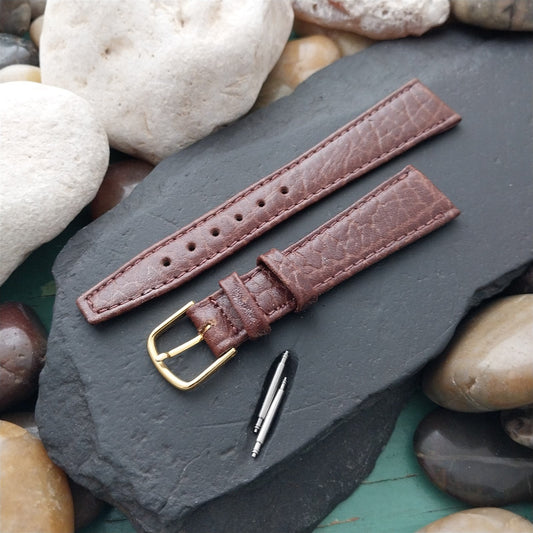 19mm Hadley Roma Tapered 19/14 Brown Leather Unused nos Vintage Watch Band