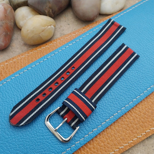 Vintage 18mm Striped Nylon 2-piece Tropical nos Unused Classic 1960s Watch Band