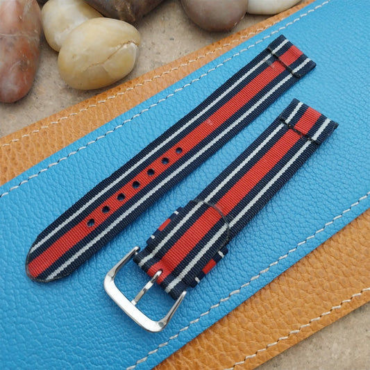 Vintage 18mm Striped Nylon 2-piece Tropical nos Unused Classic 1960s Watch Band