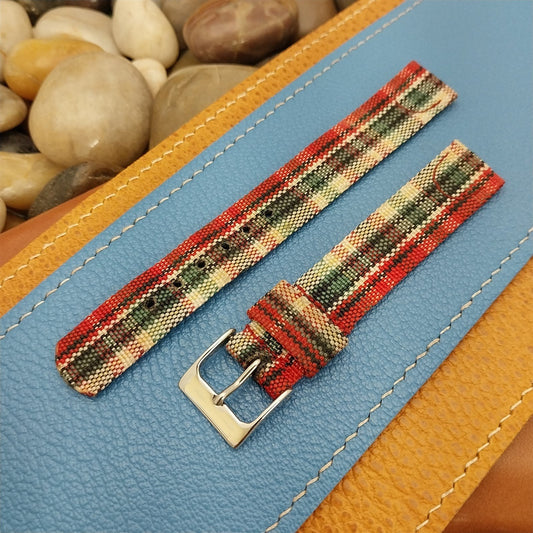 5/8" Madras Plaid Tropical Nylon nos 1950s Unused Vintage Watch Band