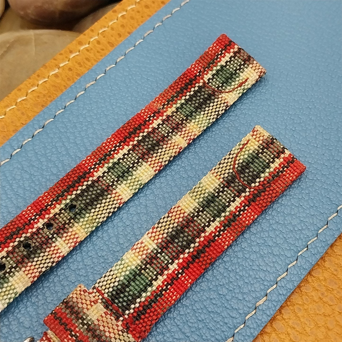 5/8" Madras Plaid Tropical Nylon nos 1950s Unused Vintage Watch Band