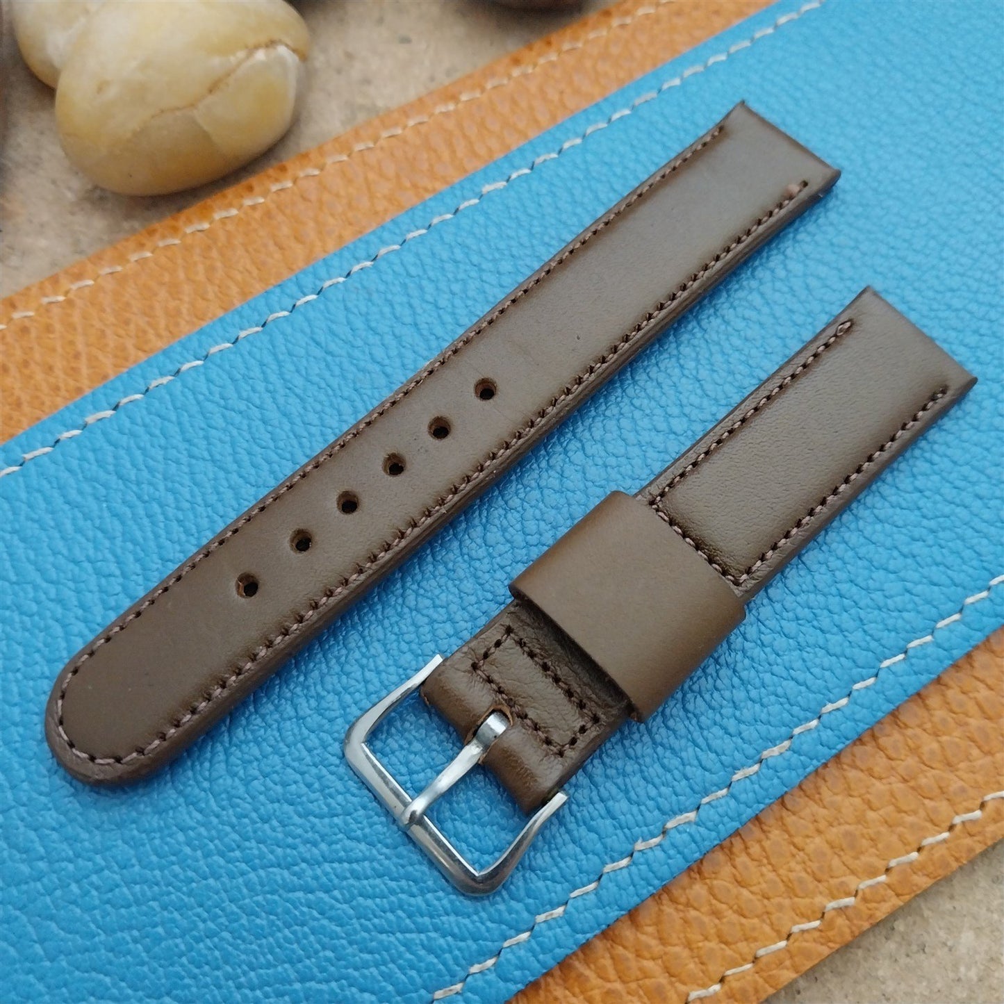 A-11 Elgin Buckle & 5/8 Champion Short Brown Calf Leather nos Vintage Watch Band