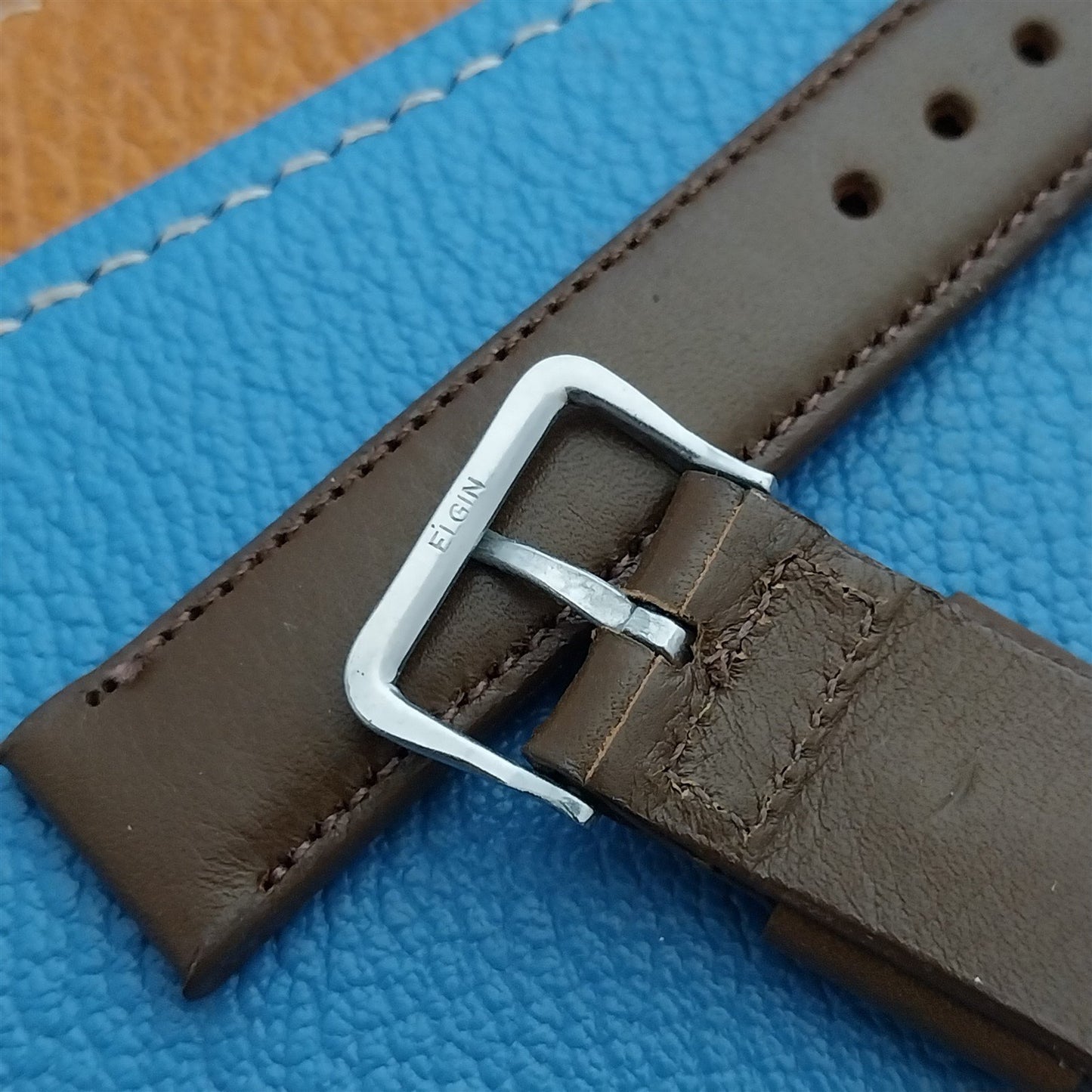 A-11 Elgin Buckle & 5/8 Champion Short Brown Calf Leather nos Vintage Watch Band