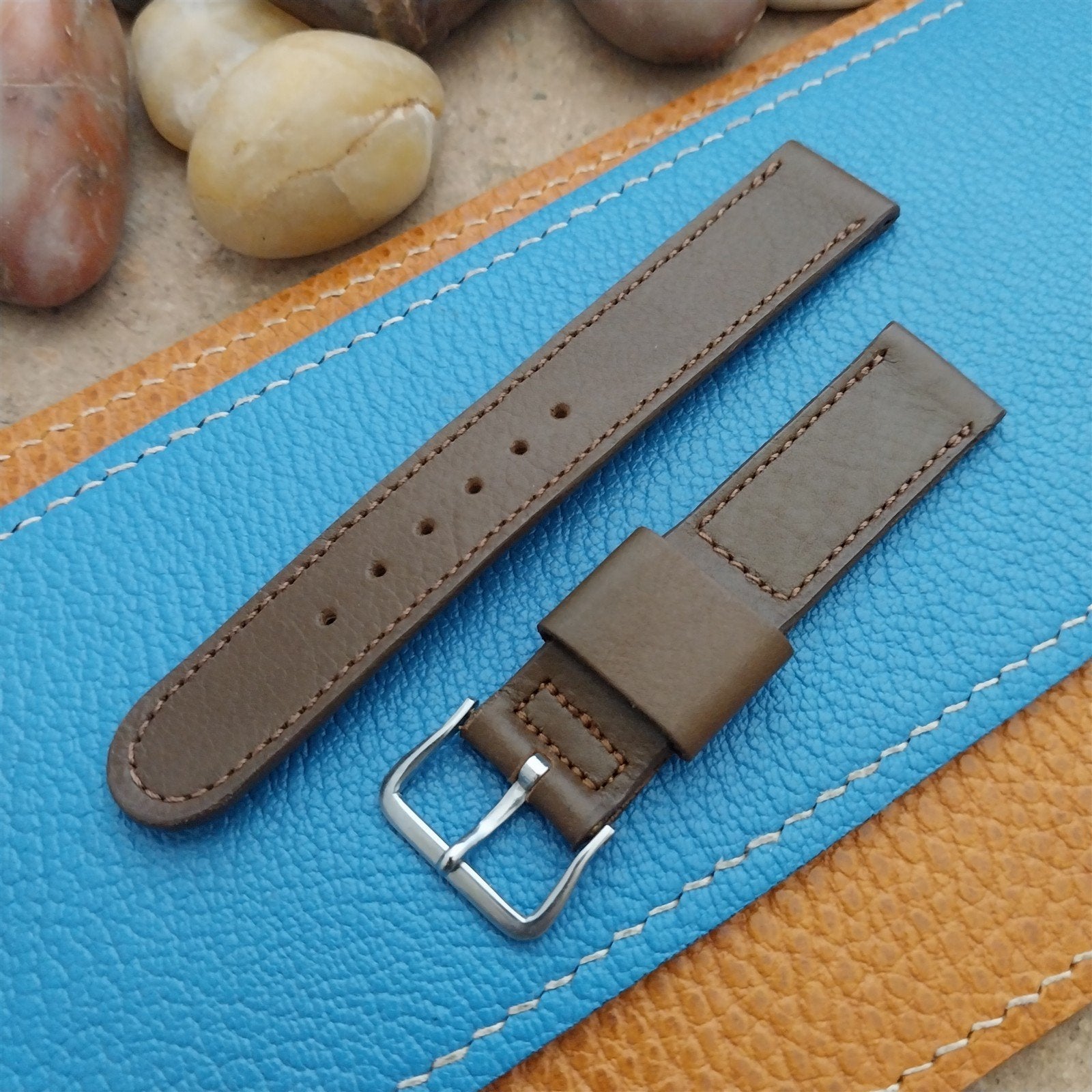 A-11 Elgin Buckle & 5/8 Champion Short Brown Calf Leather nos Vintage Watch Band