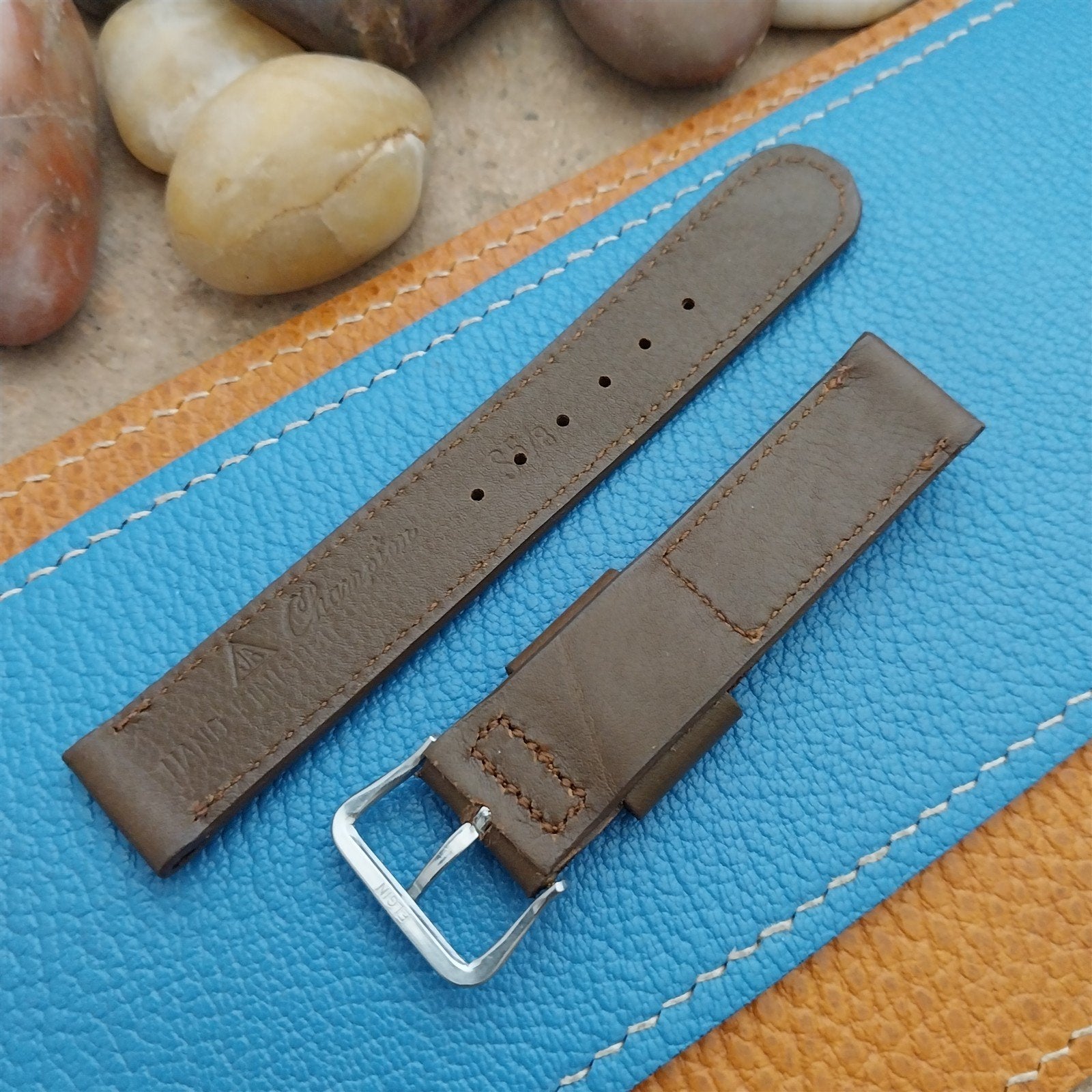A-11 Elgin Buckle & 5/8 Champion Short Brown Calf Leather nos Vintage Watch Band