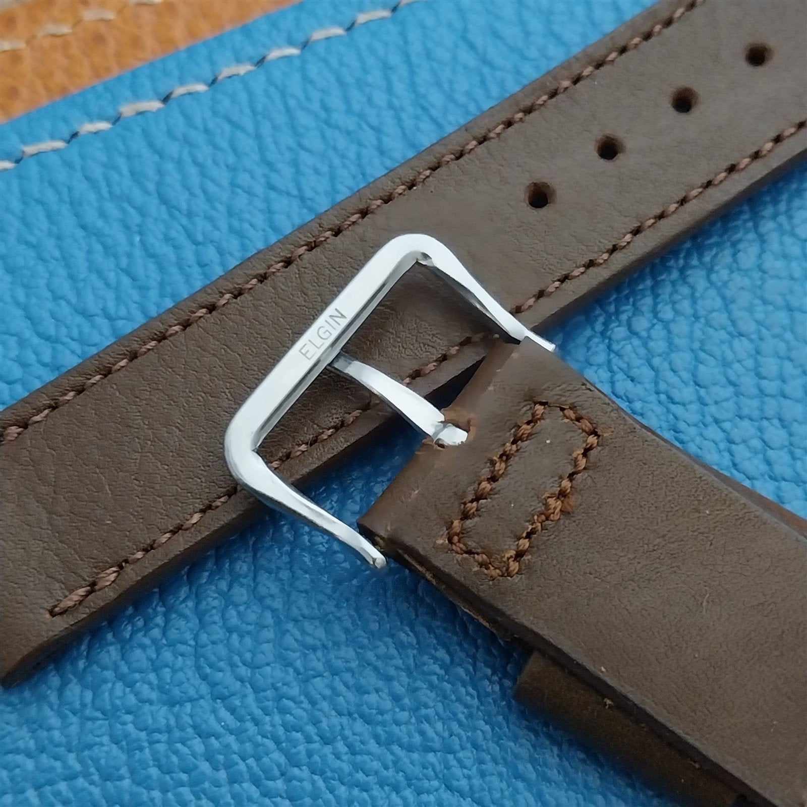 A-11 Elgin Buckle & 5/8 Champion Short Brown Calf Leather nos Vintage Watch Band