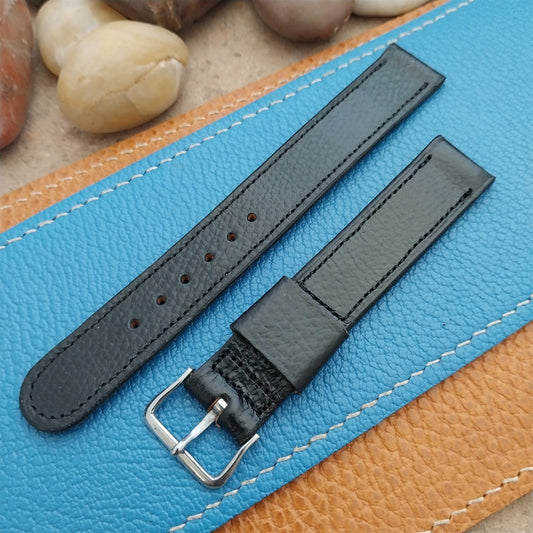A-11 Elgin Buckle&5/8 Champion Black Buffalo Calf Leather nos Vintage Watch Band