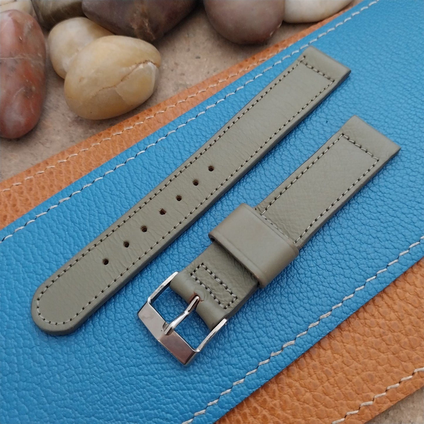 5/8" Grigio Verde Gray Calfskin Leather Unused Classic 1950s Vintage Watch Band