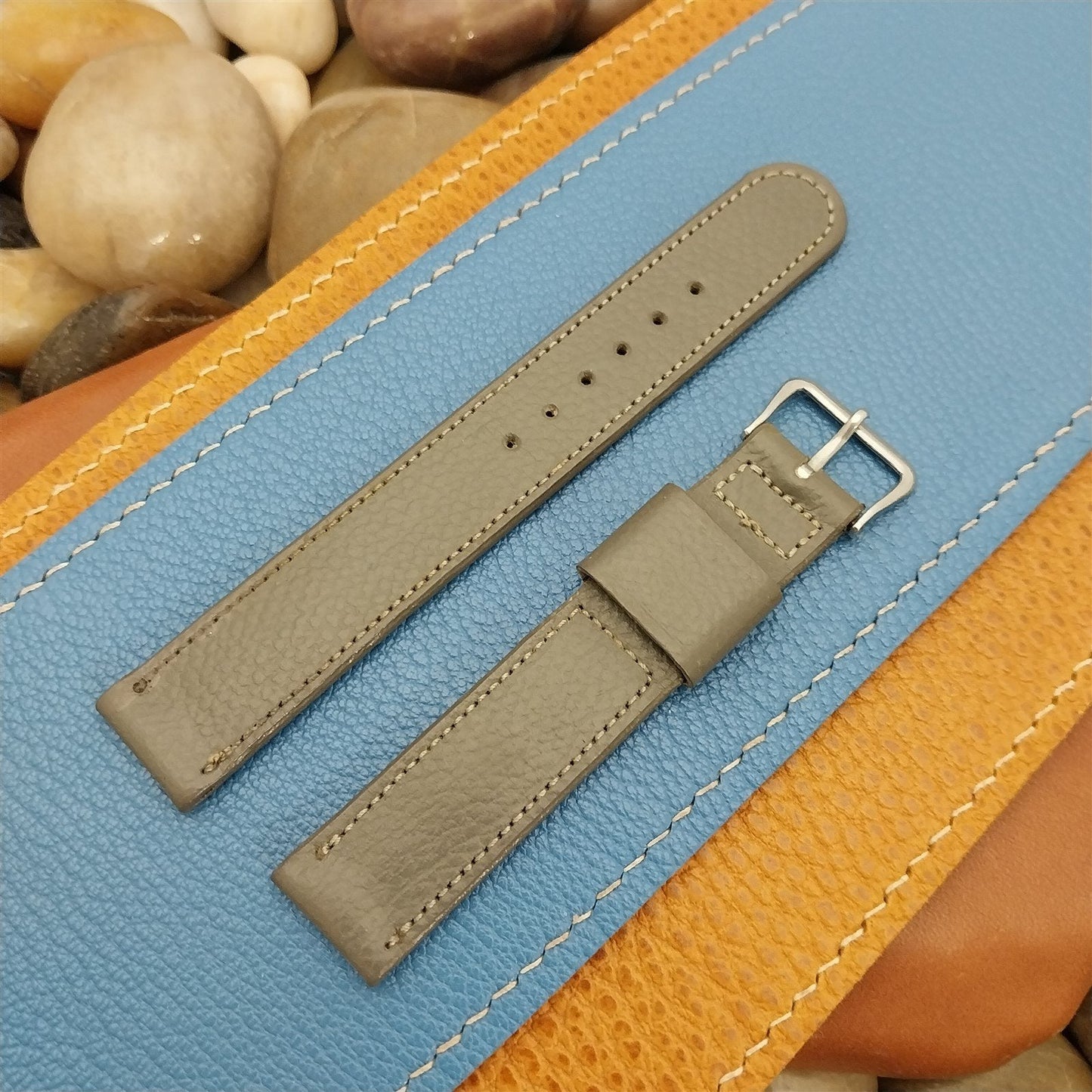5/8 Champion Gray Buffalo Calf Leather nos Vintage Watch Band& A-11 Elgin Buckle