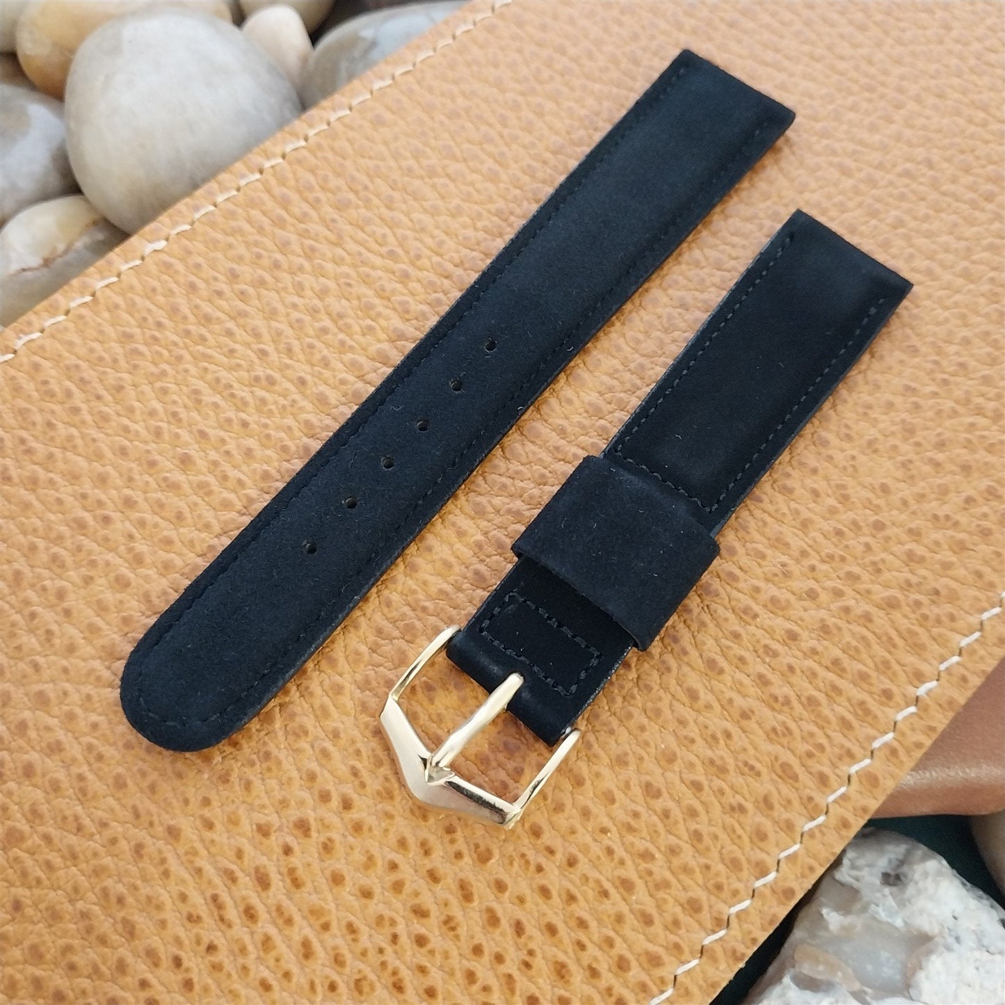 17.2mm JB Champion USA Suede single-keeper strap nos 1950s Vintage Watch Band