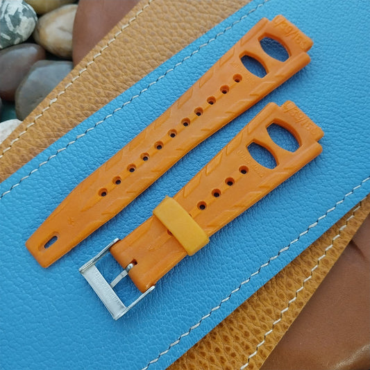 16mm Orange Synthetic Rally GT nos Skindiver Unused 1960s Vintage Watch Band