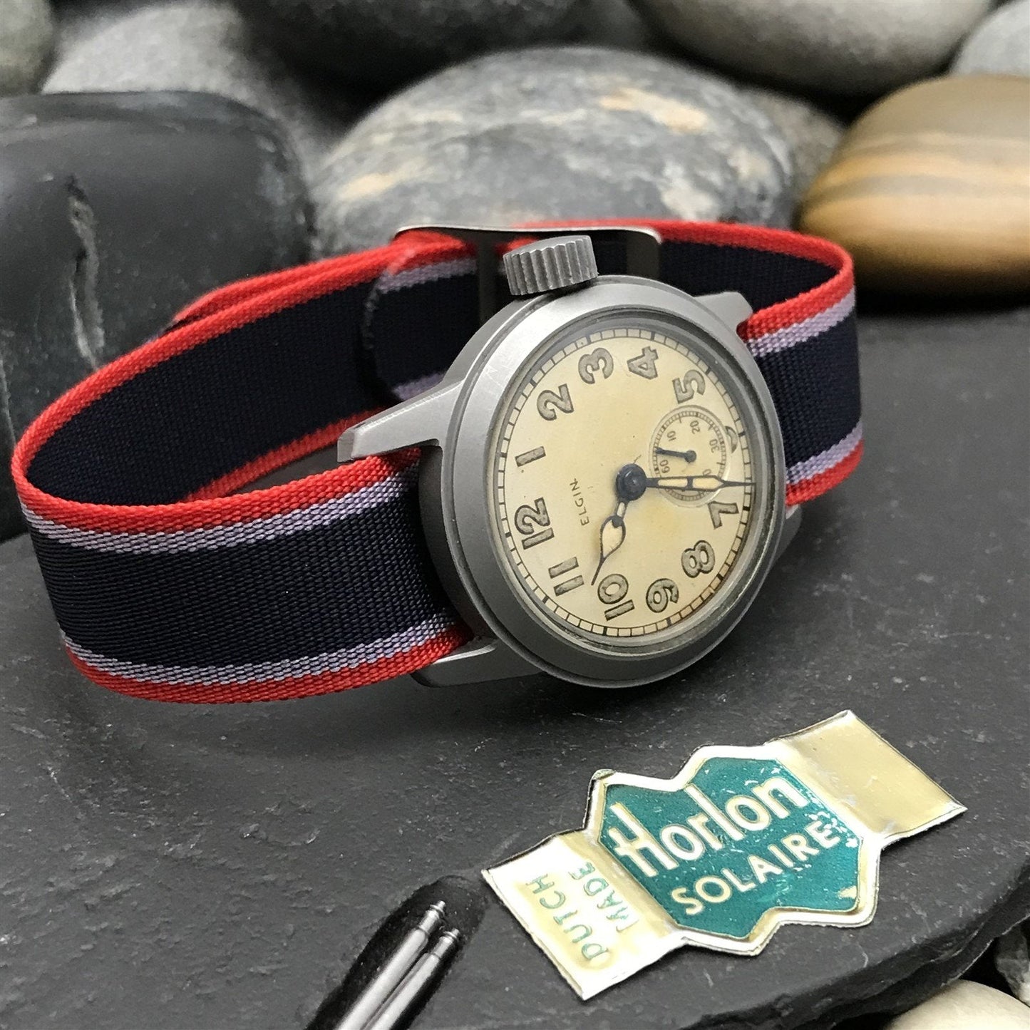 16mm 1960s Reversible Perlon Vintage Watch Band Regimental Dive Watch Strap
