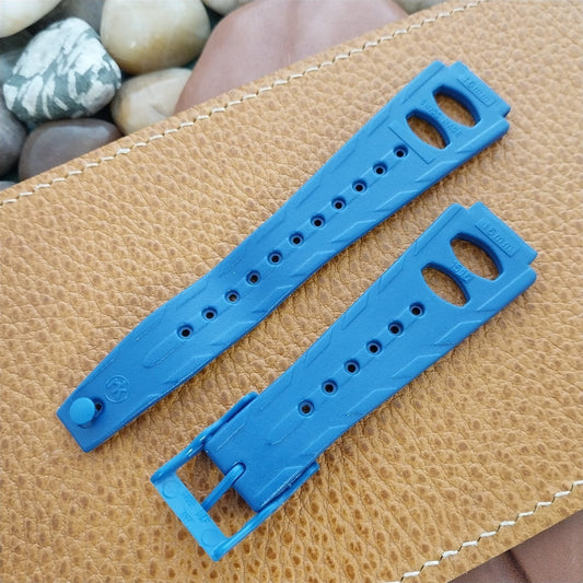 Vintage 16mm RK Swiss Direct Read Jump Hour Blue nos 1970s Rally Watch Band