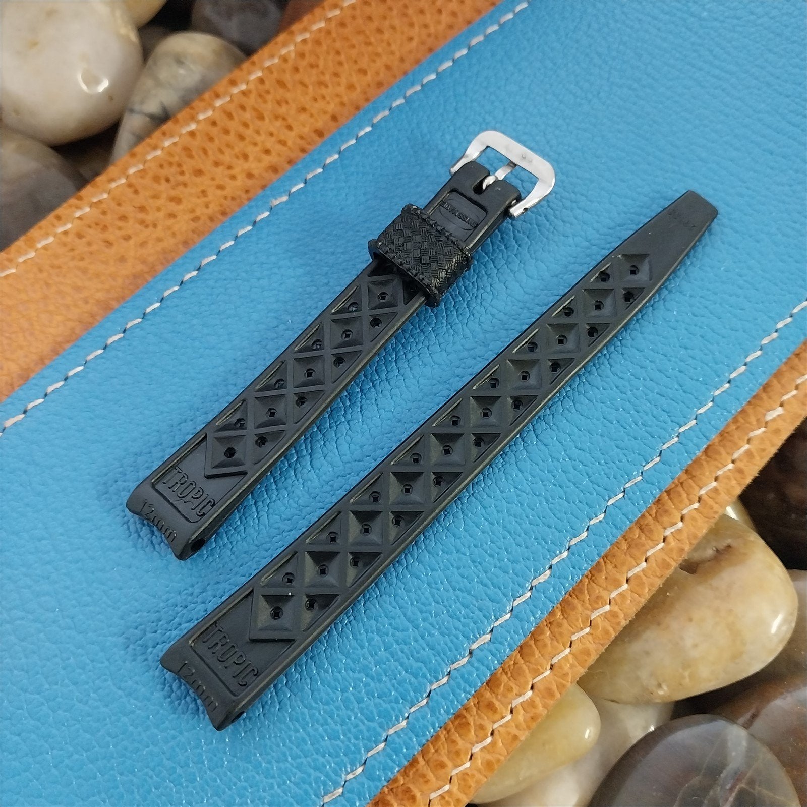Vintage 12mm Swiss Tropic Skindiver Dive Rubber Strap Unused 1960s Watch Band