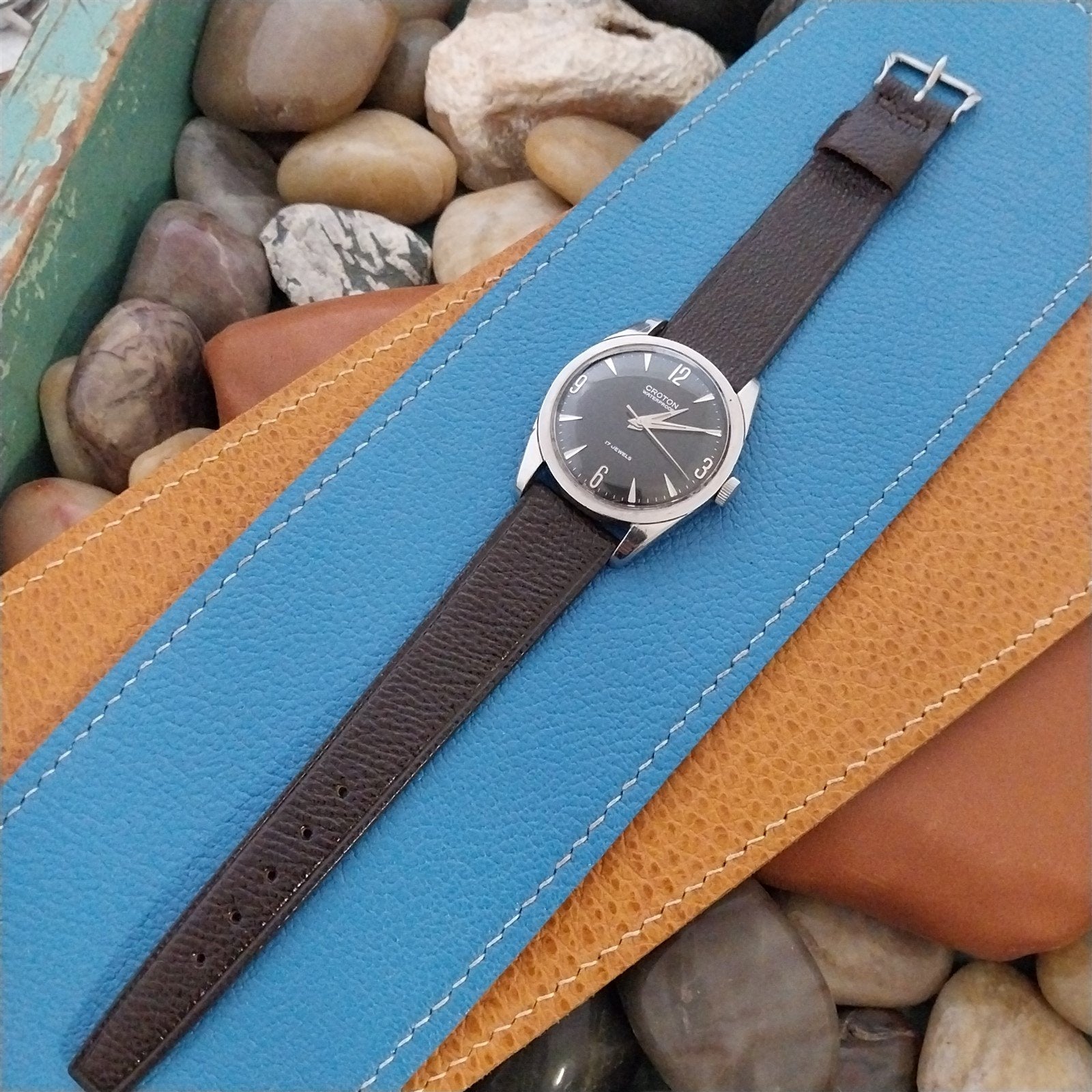 Vintage 18mm English Morocco Single-Keeper Classic Tapered Unused nos Watch Band