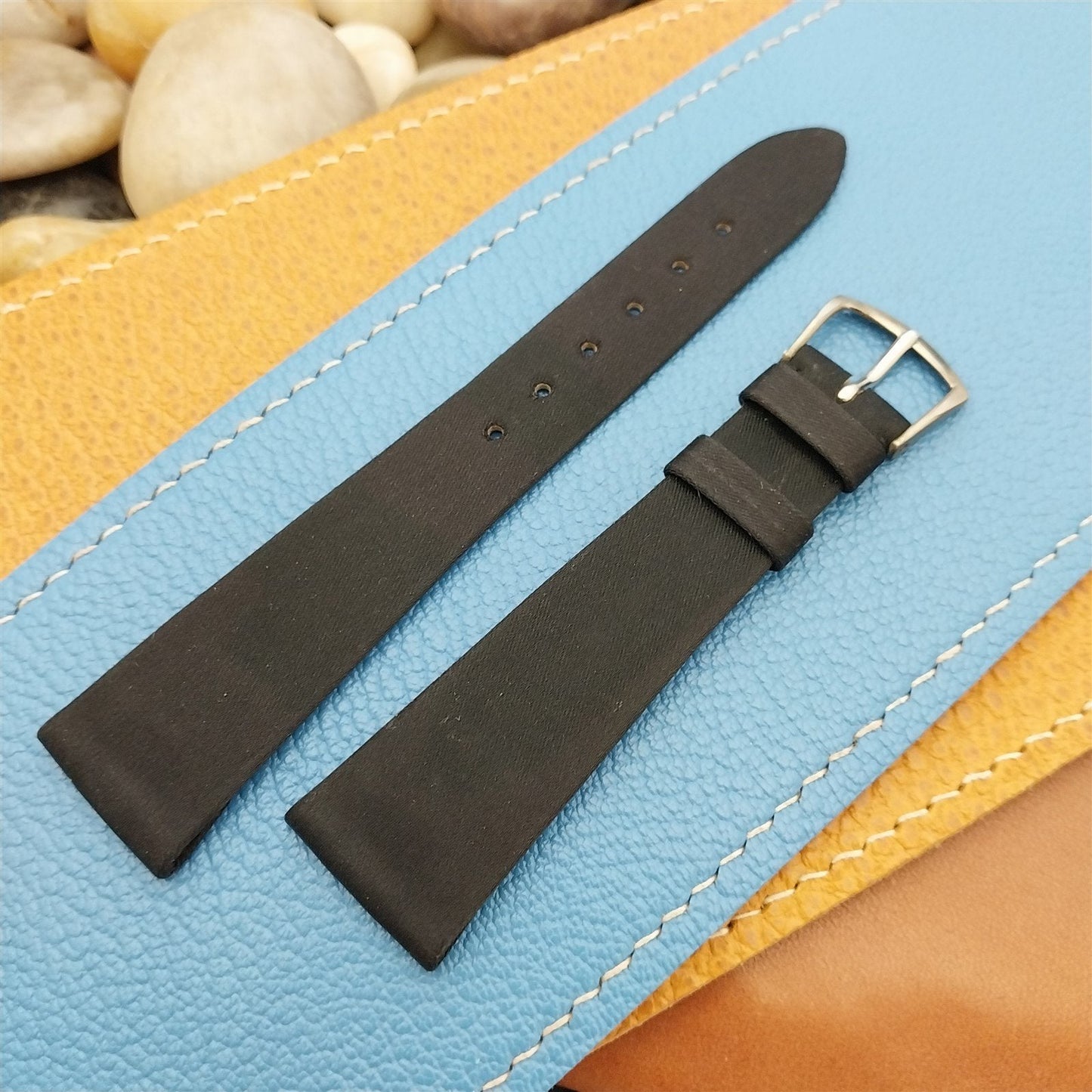 20mm Town & Country Swiss Black Nylon-Satin 1960s nos Vintage Watch Band